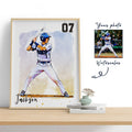 Hapilys Custom Baseball Player Gift, Custom Illustration Sketch Painting Framed Canvas