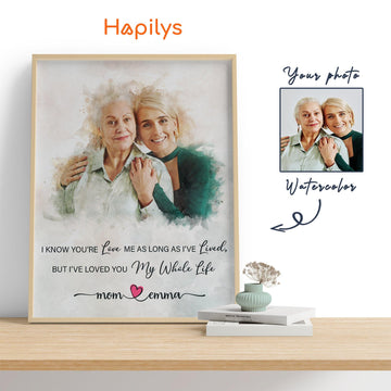 Hapilys Personalized Mum Gift, Custom Family Portrait, Mother's Day Framed Canvas Gift