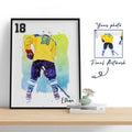 Hapilys Custom Ice Hockey Player Gifts, Hockey Gifts, Personalized Sketch Art Framed Canvas