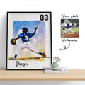 Hapilys Custom Baseball Player Gift, Custom Illustration Sketch Painting Framed Canvas