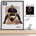 Custom American Football Player Gift, Custom Illustration Sketch Painting Framed Canvas - Hapilys - Stunning Custom Art