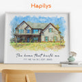 Hapilys Custom Watercolor House Portrait, Watercolor House Portrait from Photo, First Home Gift, Realtor Closing Gift, Home Portrait Framed Canvas