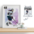 Hapilys Custom Ice Hockey Player Gifts, Hockey Gifts, Personalized Sketch Art Framed Canvas