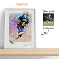 Hapilys Custom Lacrosse Player Gift, Custom Illustration Sketch Painting Framed Canvas