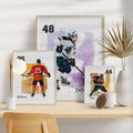 Hapilys Custom Ice Hockey Player Gifts, Hockey Gifts, Personalized Sketch Art Framed Canvas