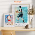 Hapilys Custom Basketball Player Gift, Custom Illustration Sketch Painting Framed Canvas