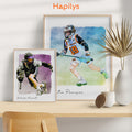 Hapilys Custom Lacrosse Player Gift, Custom Illustration Sketch Painting Framed Canvas