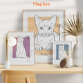 Hapilys Custom Cat Portrait Line Art Wall Decor, Cat Line Art Portrait Drawing Sketches from photo, Hand Drawn Cat Portrait Framed Canvas