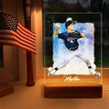 Custom Baseball Player Sketch Painting Wooden LED Light