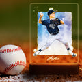 Custom Baseball Player Sketch Painting Wooden LED Light