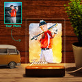 Custom Baseball Player Sketch Painting Wooden LED Light