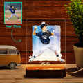 Custom Baseball Player Sketch Painting Wooden LED Light