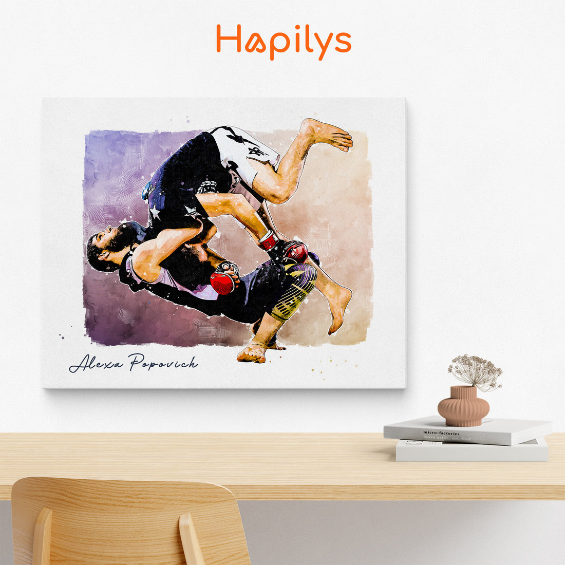 Custom Wrestling Player Gift, Custom Matte Canvas Sketch Painting From Photo