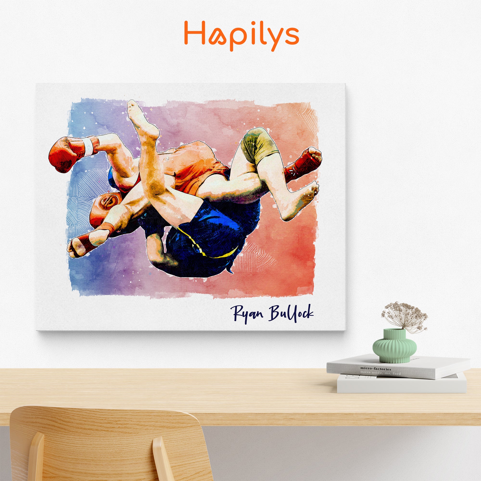 Custom Wrestling Player Gift, Custom Matte Canvas Sketch Painting From Photo