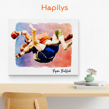 Custom Wrestling Player Gift, Custom Matte Canvas Sketch Painting From Photo