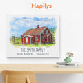 Hapilys Custom Watercolor House Portrait, Personalized Housewarming Gift, Realtor Closing Gift, First Home Gift, Home Illustration Matte Canvas