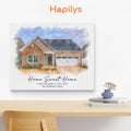 Hapilys Custom Watercolor House Portrait, Home Illustration, Realtor Closing Gift, Watercolor House Portrait from Photo, Housewarming Matte Canvas Gift