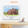 Hapilys Custom Watercolor House Portrait, Watercolor House Portrait from Photo, First Home Gift, Realtor Closing Gift, Home Portrait Matte Canvas