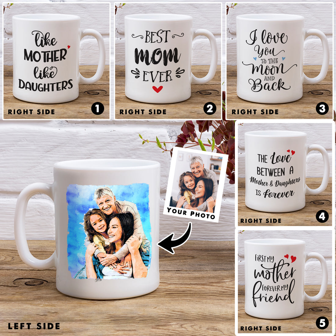 Customized Mom Sketch Painting From Photo Mug