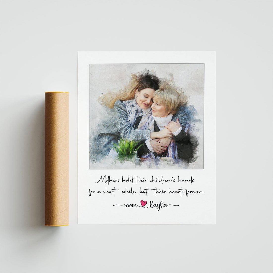 Hapilys Mother's Day Custom Portrait, Mother's Day Gift Ideas, Best Mother's Day Gift, Personalized Mothers Day Portrait, Watercolor Premium Posters Gifts for Mom