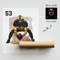 Hapilys Custom American Football Player Gift, Custom Sketch Painting From Photo, Custom Illustration Sketch Effect, Premium Posters