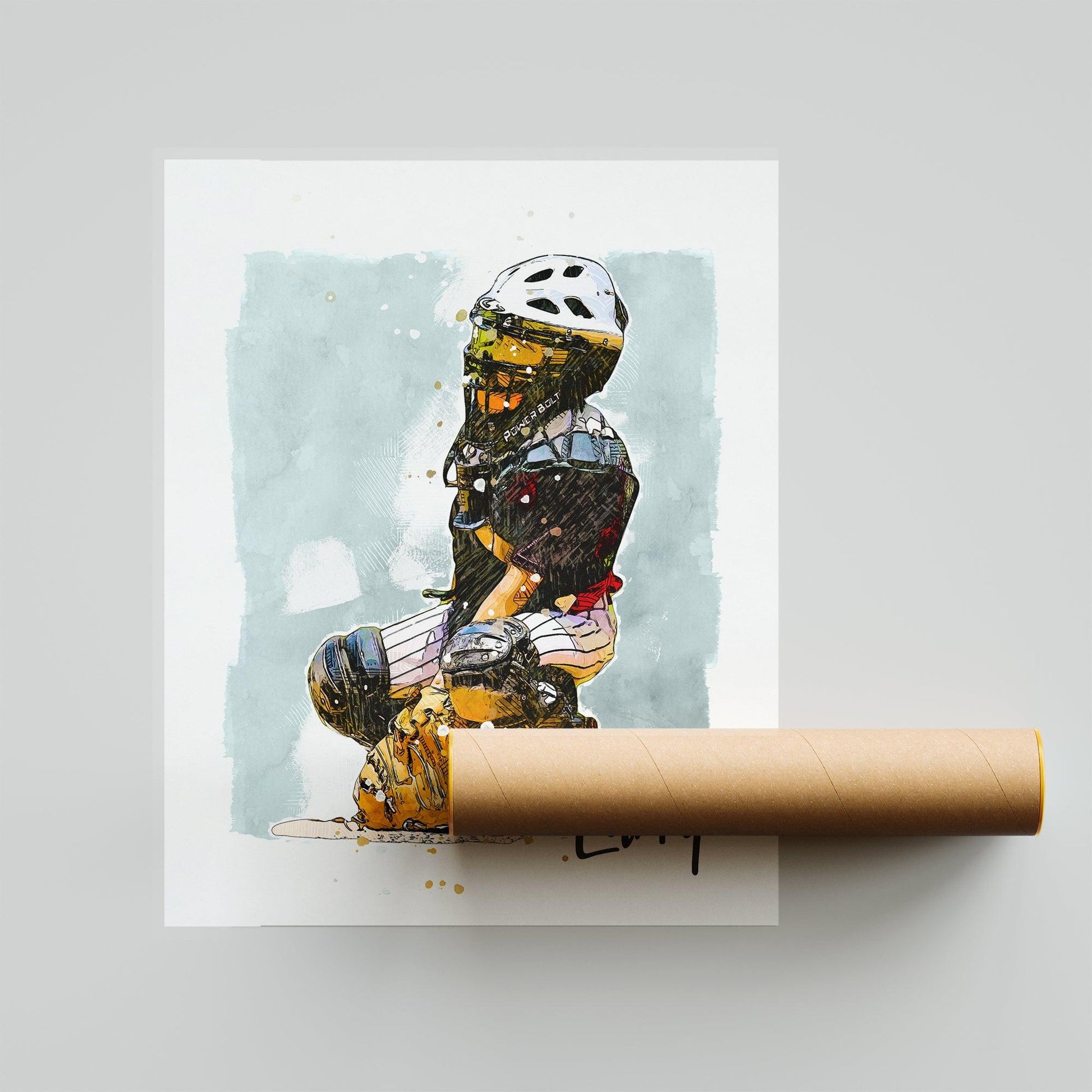 Hapilys Custom Baseball Player Gift, Custom Illustration Sketch Painting Premium Posters