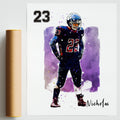 Hapilys Custom American Football Player Gift, Custom Sketch Painting From Photo, Custom Illustration Sketch Effect, Premium Posters