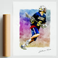 Custom Lacrosse Player Gift, Premium Poster Sketch Painting From Photo