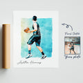 Hapilys Custom Basketball Player Gift, Custom Sketch Painting From Photo, Custom Illustration Sketch Effect, Premium Posters