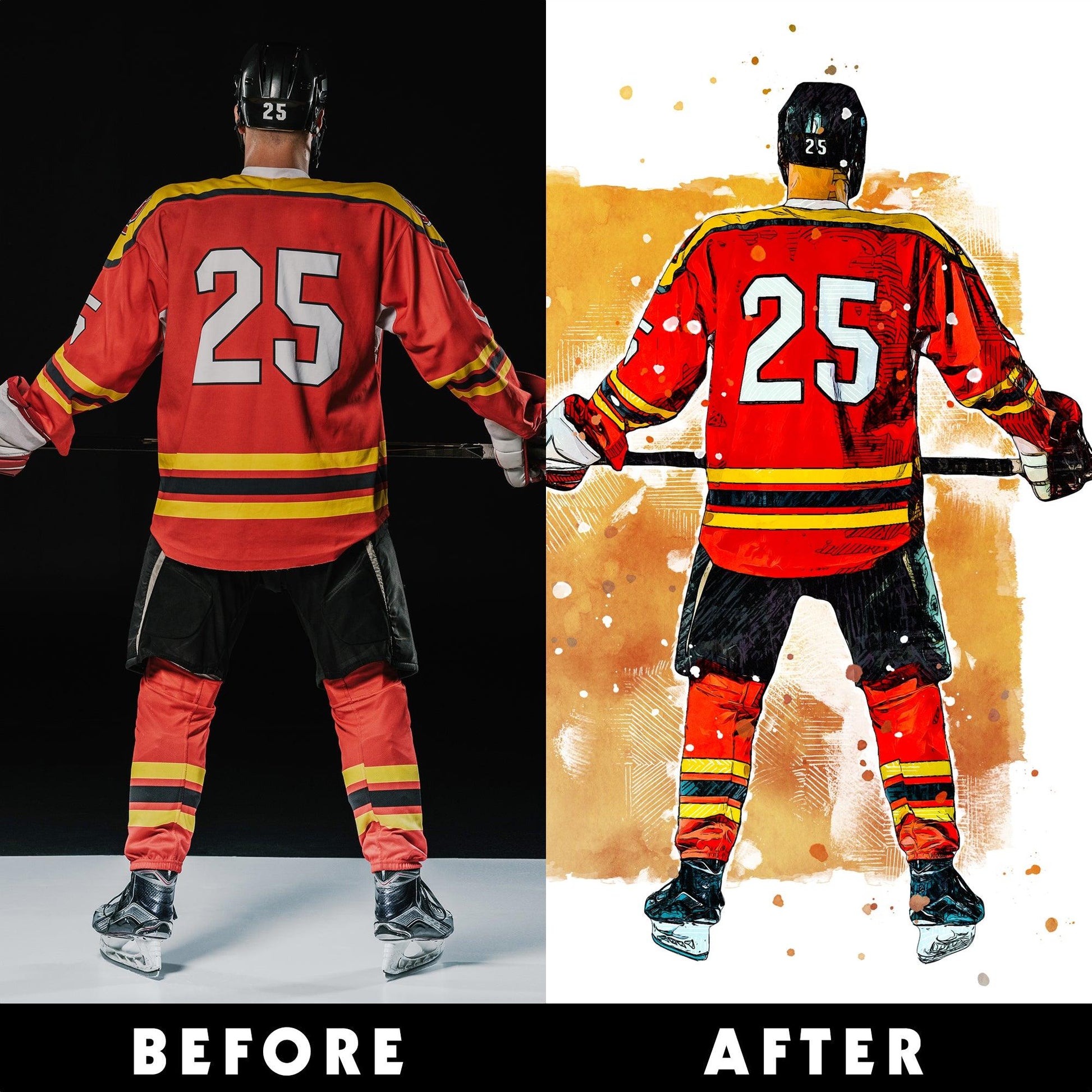 Hapilys Custom Ice Hockey Player Gifts, Hockey Gifts, Personalized Sketch Art Premium Posters