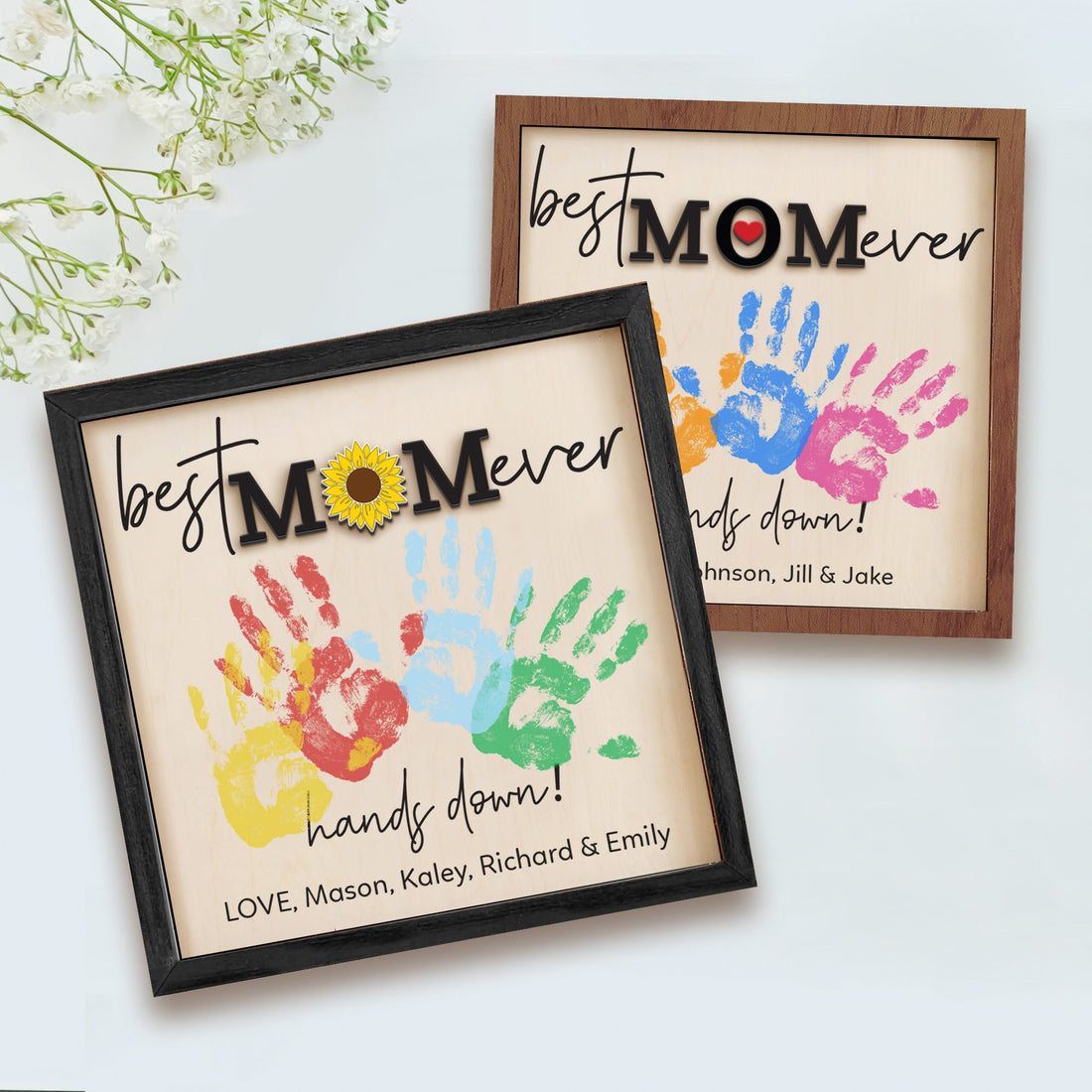 DIY "Best Mom Ever" Handprint Sign, Custom Mothers Day Wooden Sign, Handprint Crafts From Kids, Mothers Day Keepsake, Mom Handprint