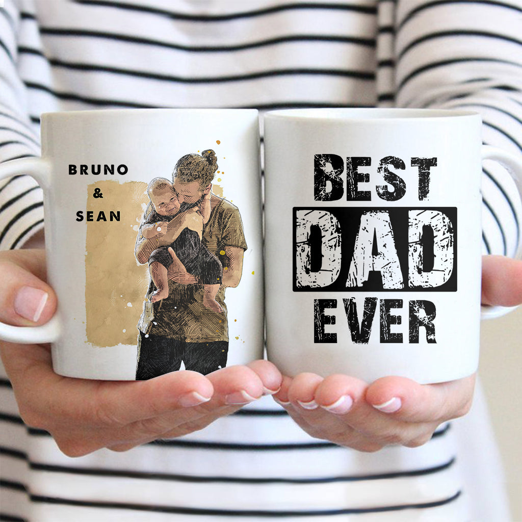 Custom Mug Sketch Painting From Photo, Personalized Gift for Dad, Custom Sketch Mug - Hapilys - Stunning Custom Art