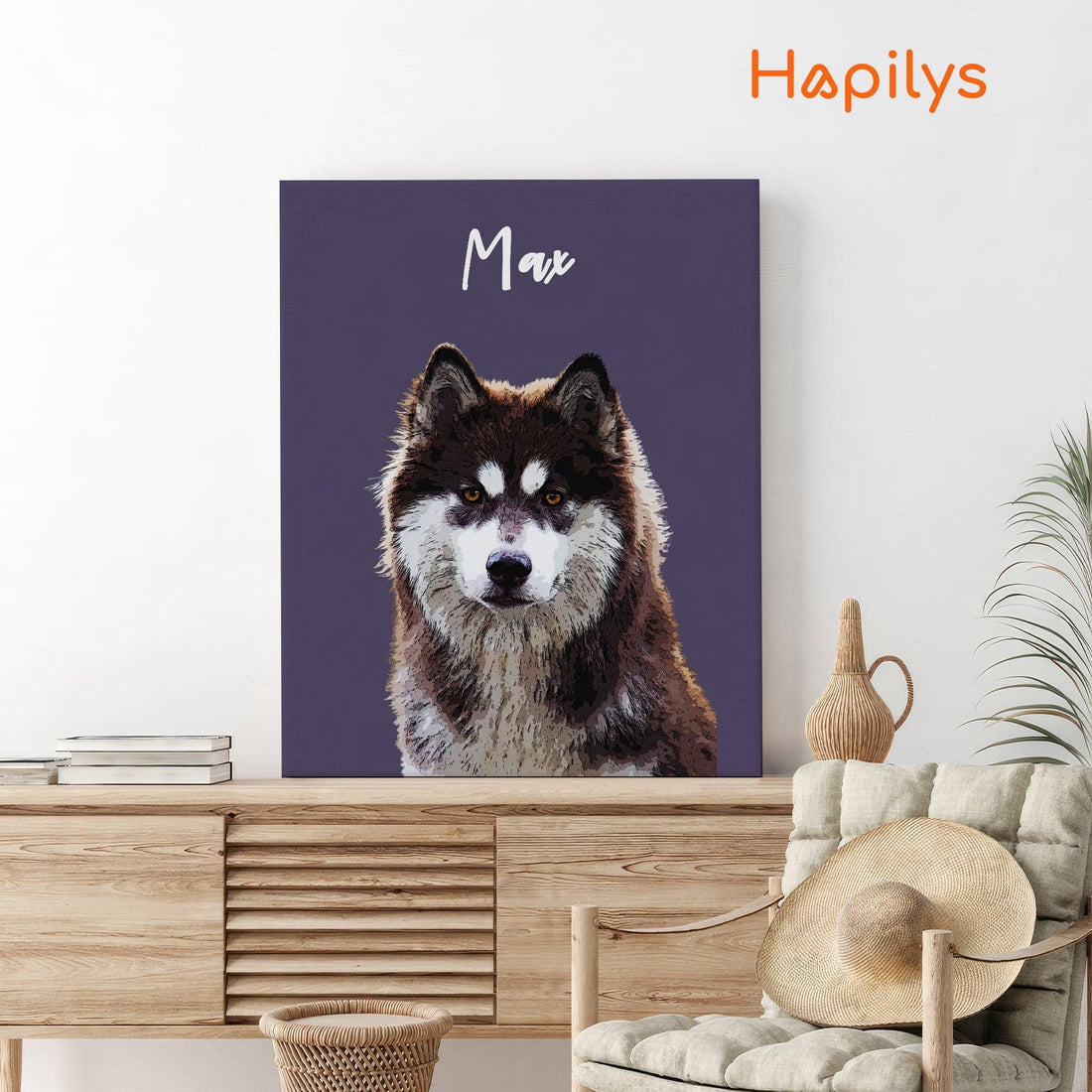 Custom Dog Print, Personalized Dog Portrait from Photo, Dog lover gift, Painting Digital, Custom Minimalist Dog Matte Canvas