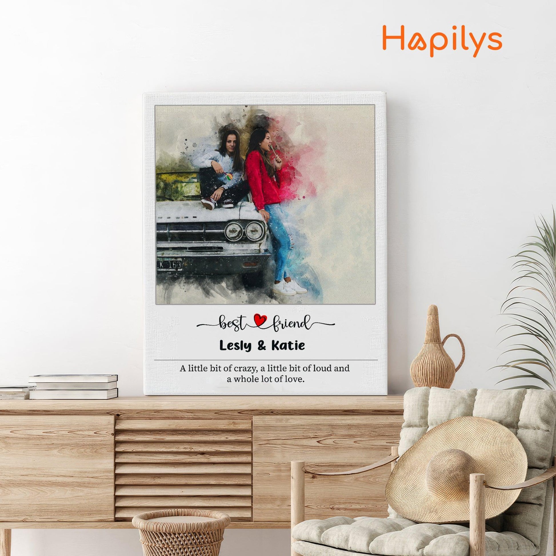 Custom Watercolor Portrait Painting from Photo, Best Friend Birthday Matte Canvas Gift - Hapilys - Stunning Custom Art