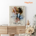 Hapilys Custom Best Friend Birthday Gift, Watercolor Portrait Painting from Photo, Best Friend Gift Matte canvas