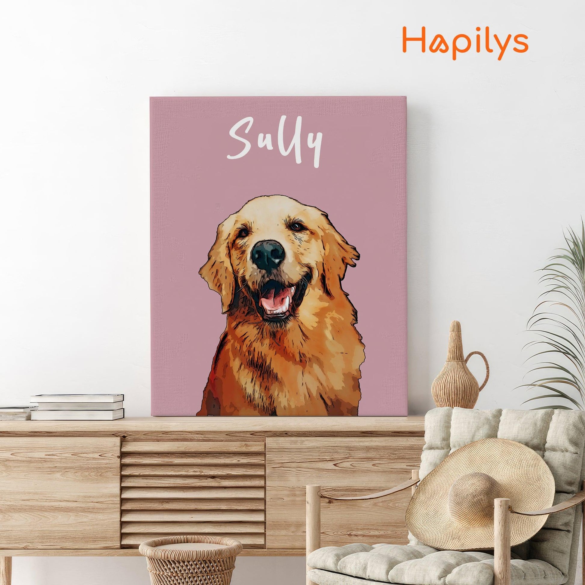 Custom Dog Print, Personalized Dog Portrait from Photo, Dog lover gift, Painting Digital, Custom Minimalist Dog Matte Canvas