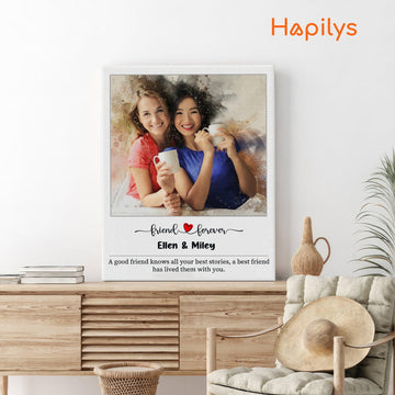 Custom Watercolor Portrait Painting from Photo, Best Friend Birthday Matte Canvas Gift - Hapilys - Stunning Custom Art