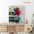 Hapilys Custom Best Friend Birthday Gift, Watercolor Portrait Painting from Photo, Best Friend Gift Matte canvas