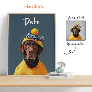 Hapilys Custom Dog Print, Personalized Dog Portrait from Photo, Dog lover gift, Painting Digital, Custom Minimalist Dog Framed Canvas