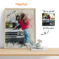 Hapilys Hapilys Custom Best Friend Birthday Gift, Watercolor Portrait Painting from Photo, Best Friend Gift Framed Canvas