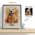 Hapilys Hapilys Pet Digital Painted From Photo, Custom Pet Portrait, Watercolor Pet Painting, Pet Memorial Gift Framed Canvas