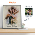 Hapilys Hapilys Custom Best Friend Birthday Gift, Watercolor Portrait Painting from Photo, Best Friend Gift Framed Canvas