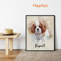 Hapilys Hapilys Pet Digital Painted From Photo, Custom Pet Portrait, Watercolor Pet Painting, Pet Memorial Gift Framed Canvas