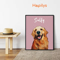 Hapilys Custom Dog Print, Personalized Dog Portrait from Photo, Dog lover gift, Painting Digital, Custom Minimalist Dog Framed Canvas